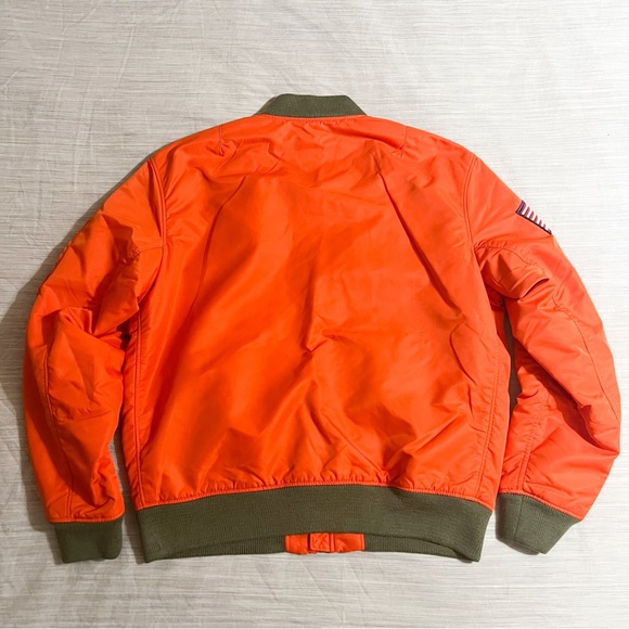 Polo Ralph Lauren COASTAL ORANGE Surplus Twill Air SQDRN 67 Bomber Jacket - Picture 11 of 14